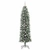 vidaXL Arbre de Noël artificiel slim avec 300 LED Vert et blanc 210 cm