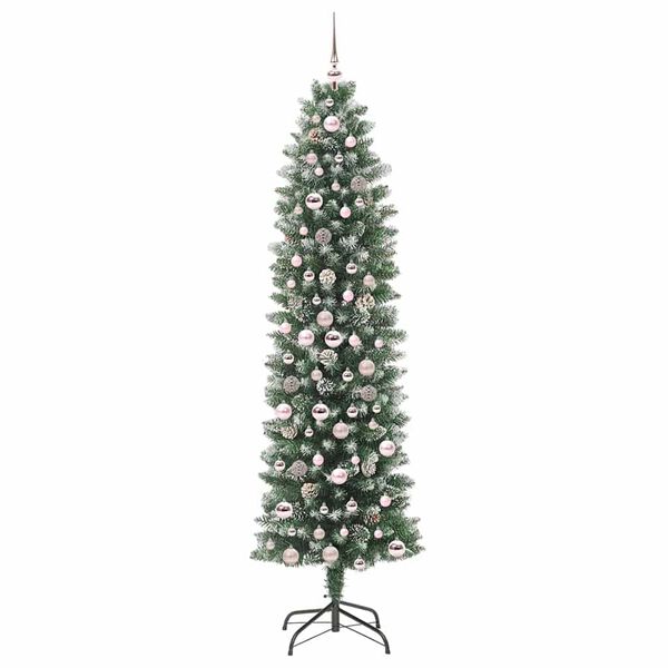 vidaXL Arbre de Noël artificiel slim avec 300 LED Vert et blanc 210 cm