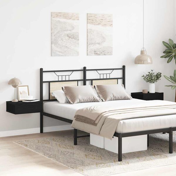 vidaXL Tables de chevet flottantes lot de 2 ch&ecirc;ne noir 40 x 32 x 15 cm bois d'ing&eacute;nierie