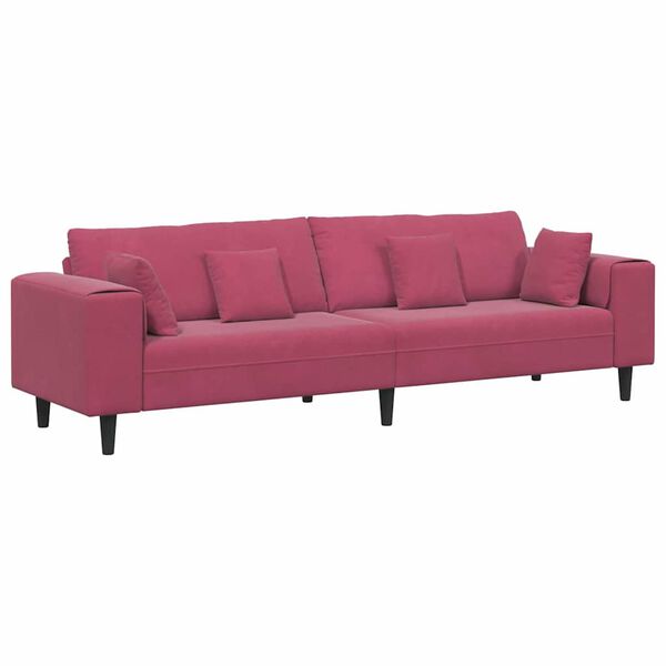 vidaXL Canapé avec coussin Bordeaux 250 x 77 x 76 cm Velours