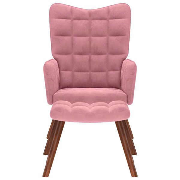 vidaXL Chaise de relaxation avec tabouret Rose Velours