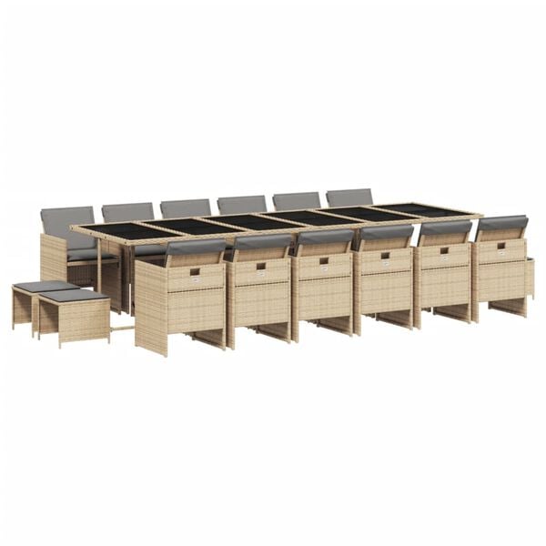 vidaXL Ensemble &agrave; manger de jardin et coussins 17 pcs m&eacute;lange beige