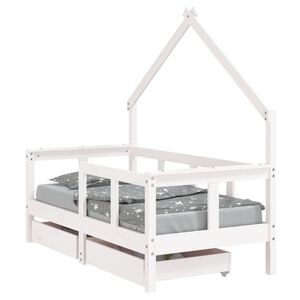 vidaXL Cadre de lit enfant tiroirs blanc 70x140 cm bois de pin massif