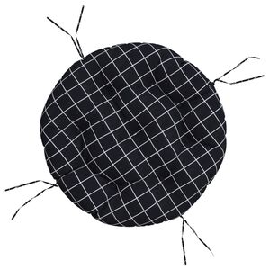 vidaXL Coussin rond motif &agrave; carreaux noir &Oslash; 60 x11 cm tissu oxford