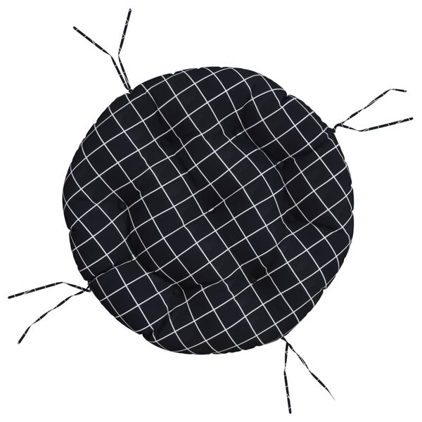 vidaXL Coussin rond motif &agrave; carreaux noir &Oslash; 60 x11 cm tissu oxford