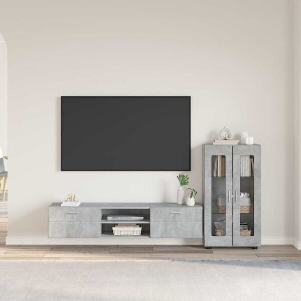 vidaXL Ensemble meuble TV FLORIN Gris b&eacute;ton Bois d'ing&eacute;nierie
