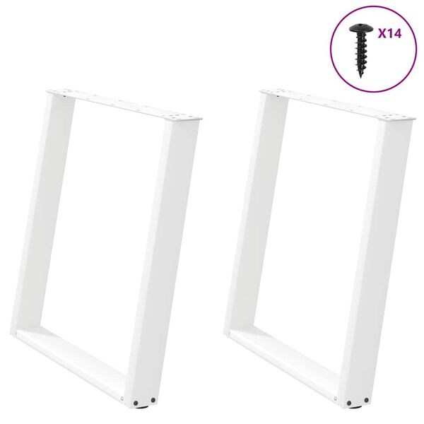 vidaXL Pieds de table à manger en U 2 pièces Blanc 80 x (72-73) cm Acier