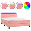 vidaXL Sommier &agrave; lattes de lit avec matelas et LED Rose 140x190 cm