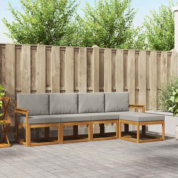 vidaXL Ensemble de canap&eacute;s d'ext&eacute;rieur 5 pcs Gris Naturel et Clair