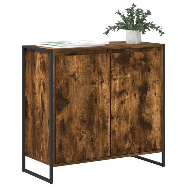 vidaXL Meuble d'appoint Ch&ecirc;ne Fum&eacute; 79 x 36 x 75 cm Bois d'ing&eacute;nierie