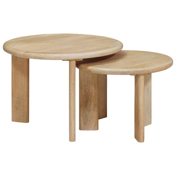 vidaXL Tables basses gigognes 2 pcs Noir Bois de mangue massif