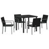 vidaXL Ensemble de salle à manger pour jardin 5 pcs Noir Poly rotin