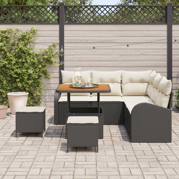 vidaXL Ensemble de canap&eacute; de jardin avec coussin 8 pcs Noir et Cr&egrave;me