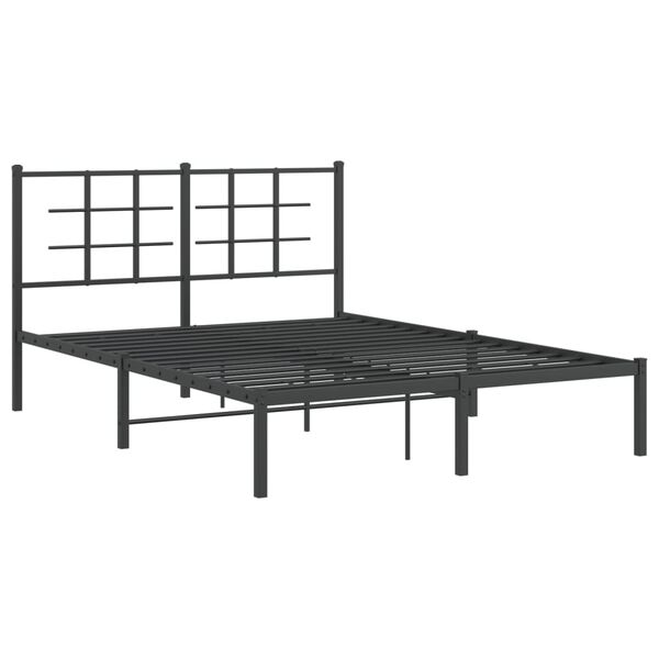 vidaXL Cadre de lit m&eacute;tal sans matelas avec t&ecirc;te de lit noir 140x200cm