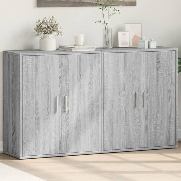 vidaXL Buffets 2 pcs sonoma gris 60x31x70 cm bois d'ing&eacute;nierie