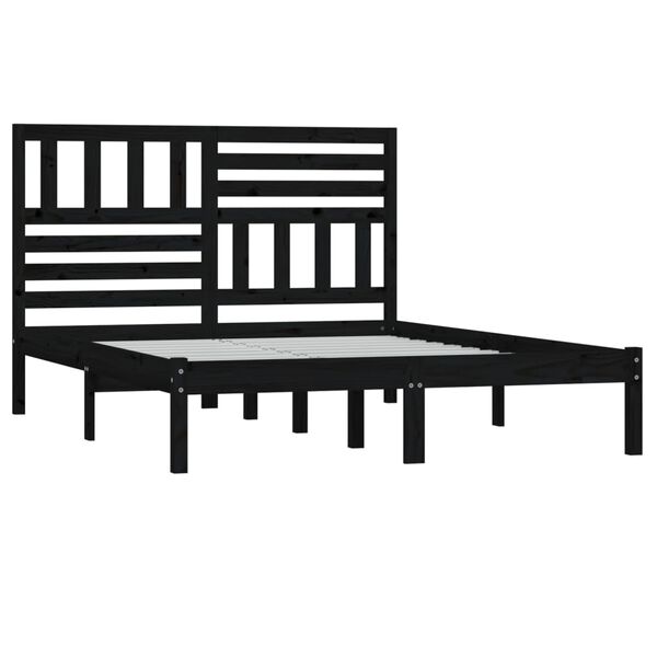 vidaXL Cadre de lit sans matelas noir 150x200 cm bois de pin massif