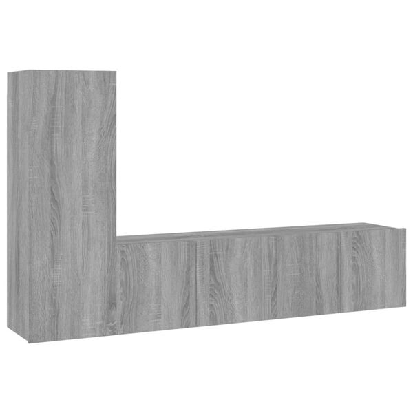 vidaXL Ensemble de meubles TV 3 pcs Sonoma gris Bois d'ing&eacute;nierie