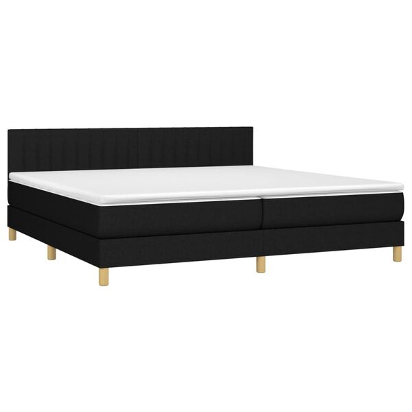 vidaXL Sommier &agrave; lattes de lit avec matelas Noir 200x200 cm Tissu