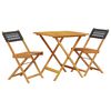 vidaXL Ensemble de bistro 3 pcs noir r&eacute;sine tress&eacute;e et bois massif
