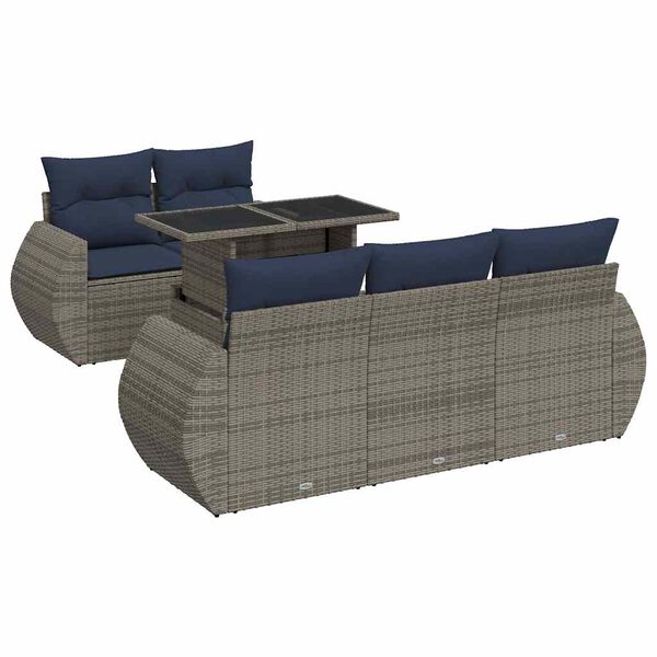 vidaXL Salon de jardin avec coussins 6 pcs gris r&eacute;sine tress&eacute;e acacia