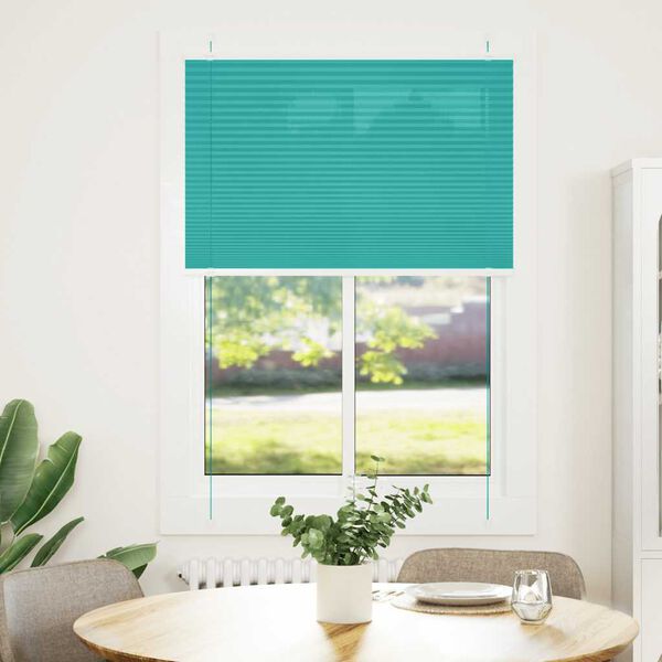 vidaXL Store pliss&eacute; vert p&eacute;trole 95x150 cm largeur du tissu 94,4 cm