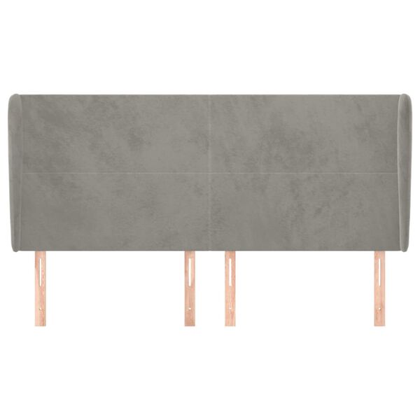vidaXL T&ecirc;te de lit avec oreilles Gris clair 163x23x118/128 cm Velours