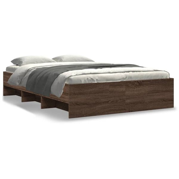 vidaXL Cadre de lit sans matelas ch&ecirc;ne marron 135x190 cm