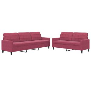 vidaXL Ensemble de canap&eacute;s 2 pcs avec coussins Rouge bordeaux Velours