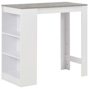 vidaXL Table de bar avec &eacute;tag&egrave;re Blanc 110x50x103 cm
