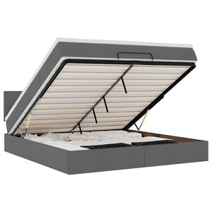 VidaXL Cadre de lit ottoman avec matelas gris fonc&eacute; 160x200cm tissu