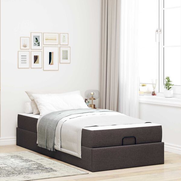 vidaXL Cadre de lit avec matelas avec matelas 2 pcs Tan tissu