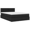 vidaXL Lit avec rangement et LED avec matelas Noir 140 x 200 cm tissu