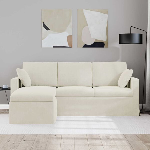vidaXL Canap&eacute; Cr&egrave;me 198 x 134 x 80 cm Velours