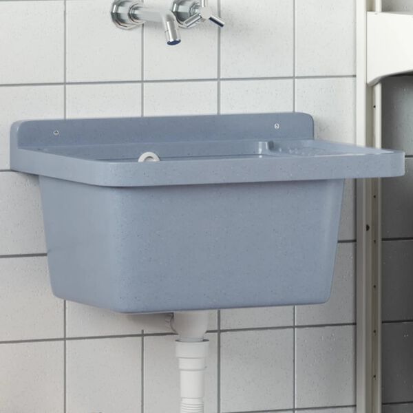 vidaXL Lavabo pour montage murale gris 50x35x24 cm r&eacute;sine