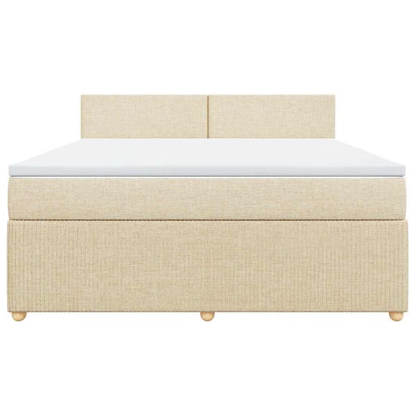 vidaXL Sommier &agrave; lattes de lit avec matelas Cr&egrave;me 180x200 cm Tissu