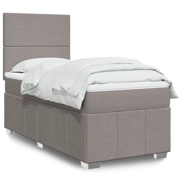 vidaXL Sommier &agrave; lattes de lit avec matelas Taupe 100x200 cm Tissu