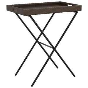 vidaXL Table &agrave; plateau pliable marron 65x40x75 cm r&eacute;sine tress&eacute;e
