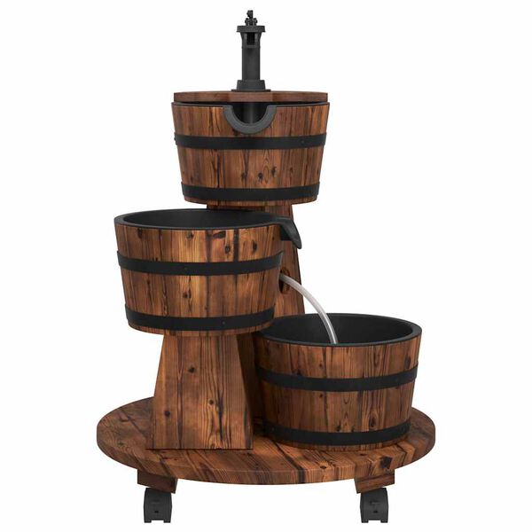 vidaXL Fontaine &agrave; eau sur roues pompe 55x55x80 cm bois de sapin massif
