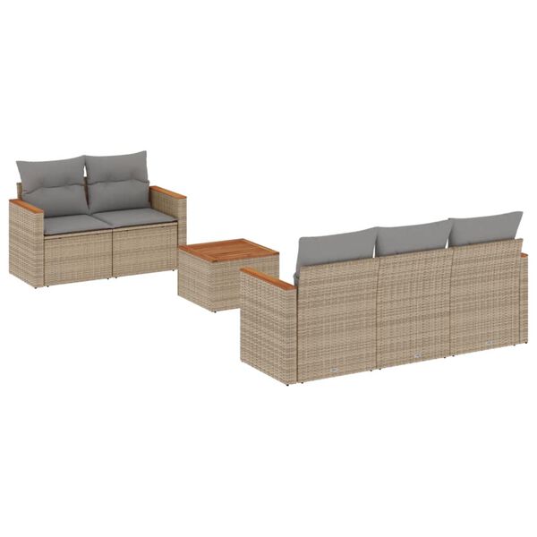 vidaXL Salon de jardin avec coussins 6 pcs beige r&eacute;sine tress&eacute;e
