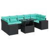 vidaXL Salon de jardin avec coussins 8 pcs noir r&eacute;sine tress&eacute;e acacia