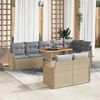 vidaXL Ensemble de canap&eacute; de jardin 9 pcs Beige Poly rotin