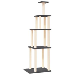 vidaXL Arbre &agrave; chat avec griffoirs en sisal gris fonc&eacute; 183 cm