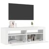 vidaXL Meuble TV avec lumi&egrave;res LED blanc brillant 120x35x40 cm