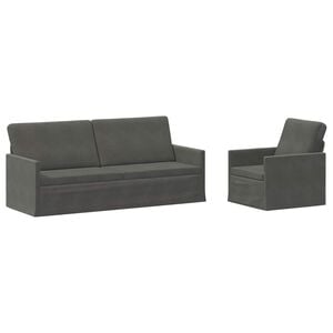 vidaXL Ensemble de Canap&eacute;s 2 pcs Gris fonc&eacute; Tissu en velours c&ocirc;tel&eacute;