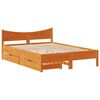 vidaXL Cadre de lit avec tiroirs cire marron 135x190cm bois pin massif