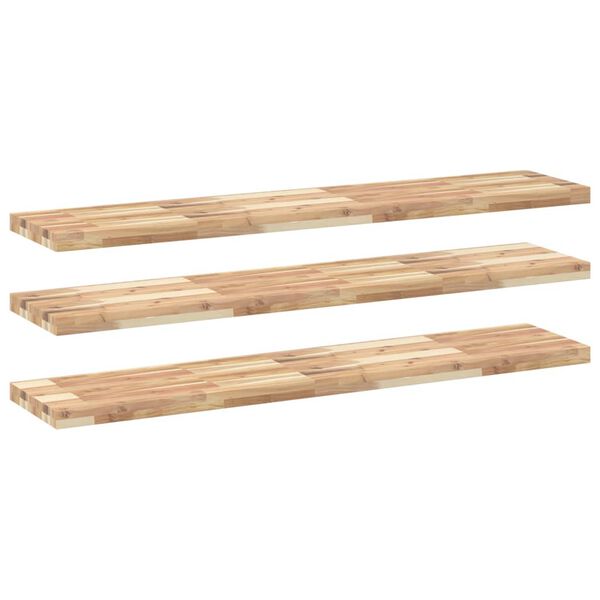vidaXL &Eacute;tag&egrave;res flottantes 3 pcs 140x30x4 cm acacia massif non trait&eacute;
