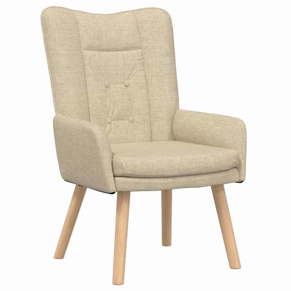 vidaXL fauteuil Cr&egrave;me 63 x 67 x 94 cm Tissu et contreplaqu&eacute;