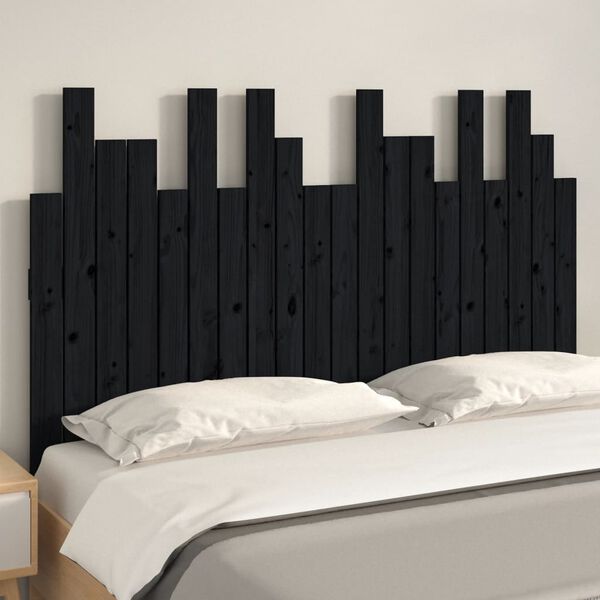 vidaXL T&ecirc;te de lit murale Noir 127,5x3x80 cm Bois massif de pin