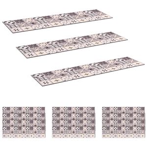 vidaXL Tapis d'escalier 15 pc 76 x 20 cm Gris et Noir Polyester