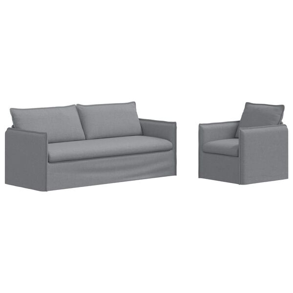vidaXL Canap&eacute; 2 pcs Gris clair 196 x 82 x 85 cm tissu